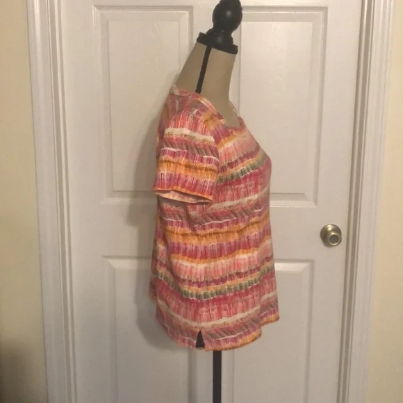 Kim Rogers Multicolored Striped T-Shirt Size Large - Picture 4 of 11